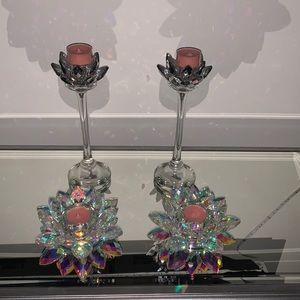 Lotus stem taper & votive holder set